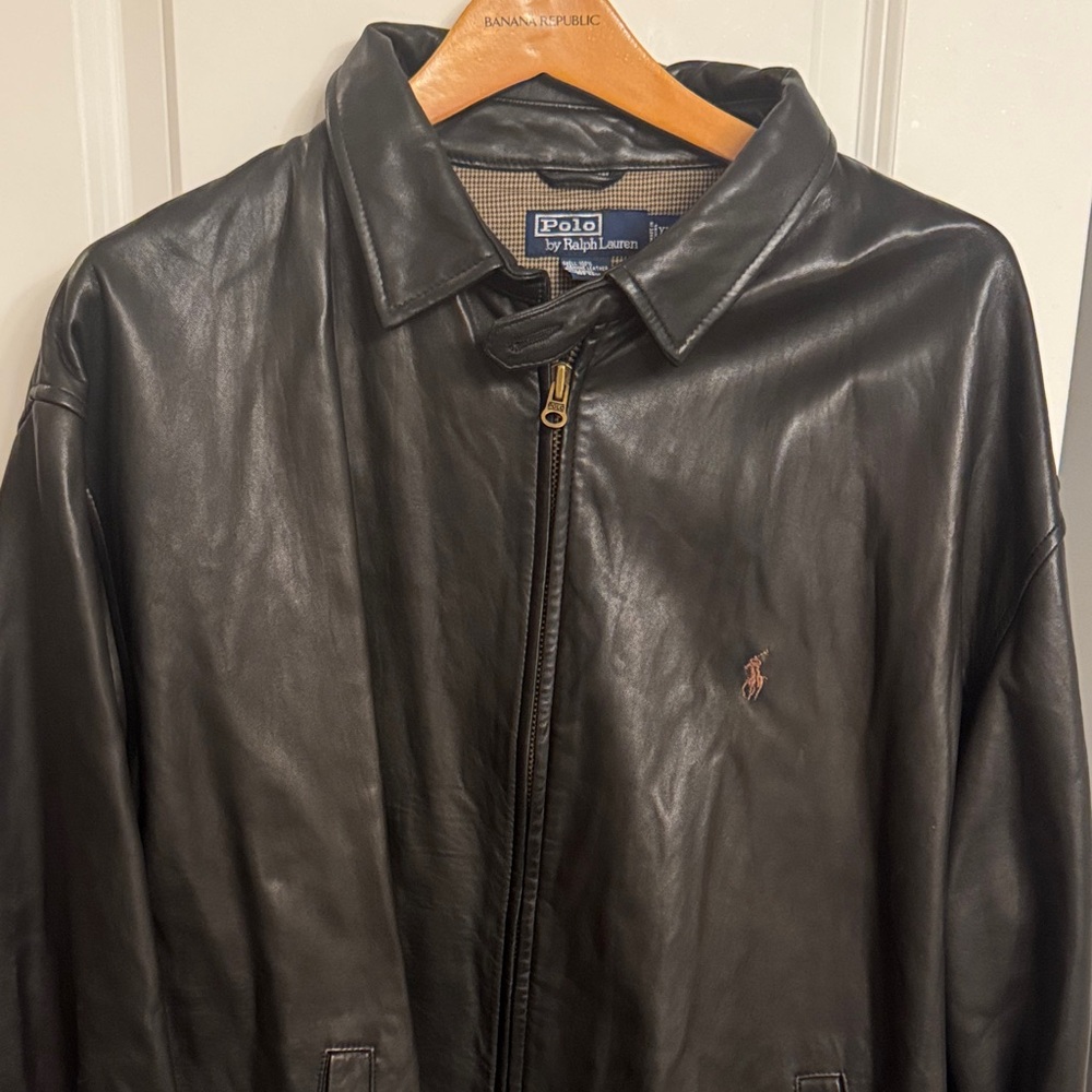 Polo by Ralph Lauren Black Leather Bomber Jacket